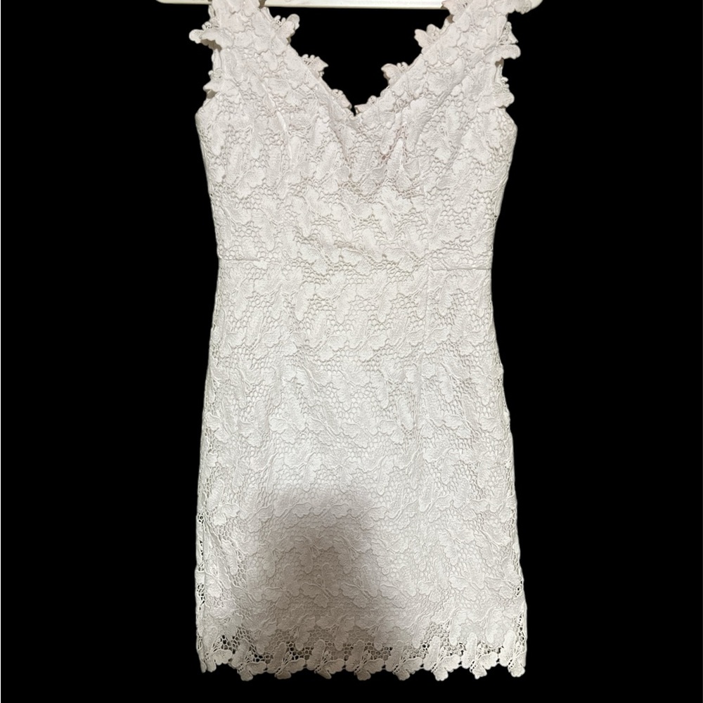 Lilly Pulitzer Cream V-Neck Sheath Mini Dress